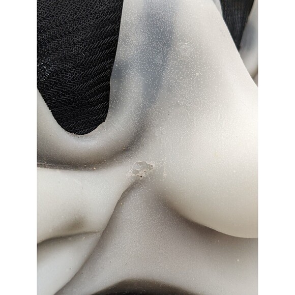 Halloween Goblin Ghost Face Mask Silly Grin Smile Teeth Glows In Dark Blk Shroud - Picture 10 of 10